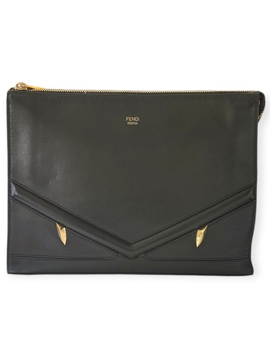 Fendi Handbags - Fendi Bag Bugs Monster Eyes Vitello Leather Clutch | Black